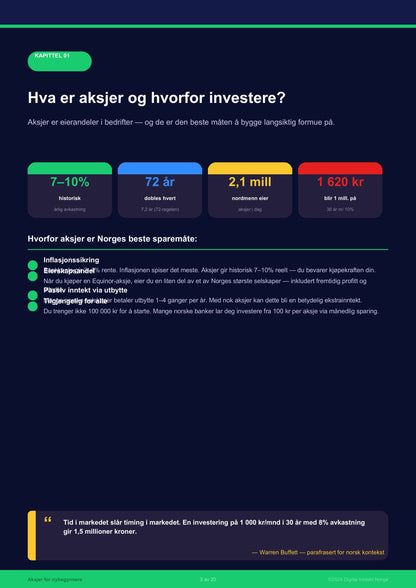 Aksjer for nybegynnere – Norsk e-bok om investering og aksjesparing