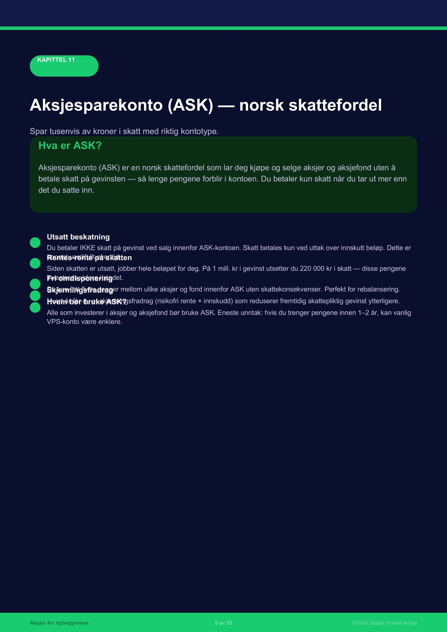 Aksjer for nybegynnere – Norsk e-bok om investering og aksjesparing