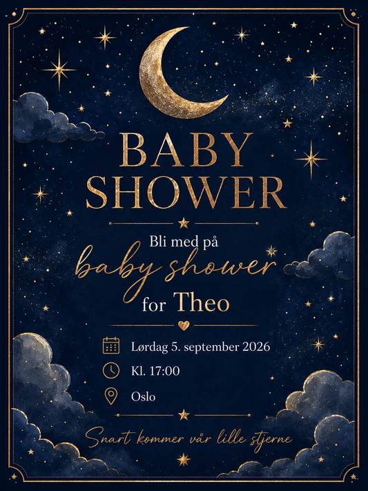 Baby Shower Invitasjon – 13 Digitale Kort | Søt PDF/PNG Nedlasting 🎀☁️