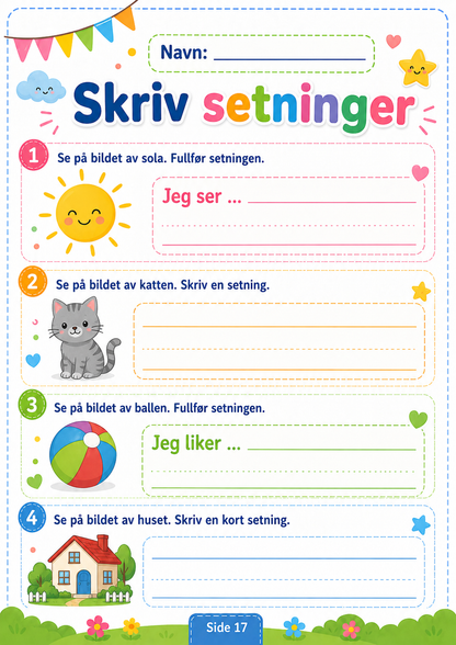 ☀️ Sommeroppgaver for Barn – Læring og Moro 11 sider 🌈📚