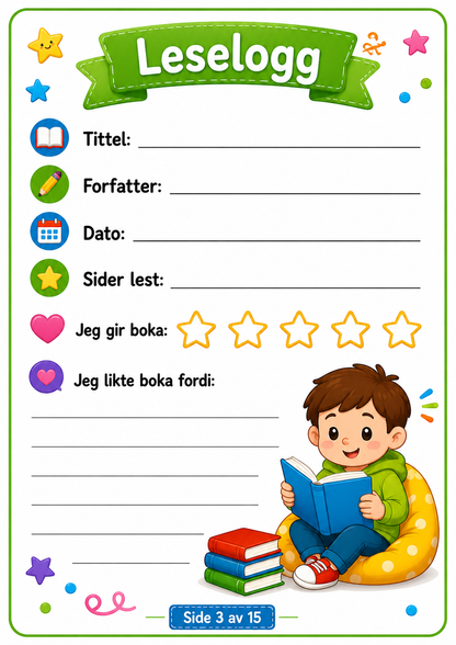 Match Bildene med Riktig Ord – 15 Sider PDF | Norsk Lese- og Ordtrening for Barn 📚✏️