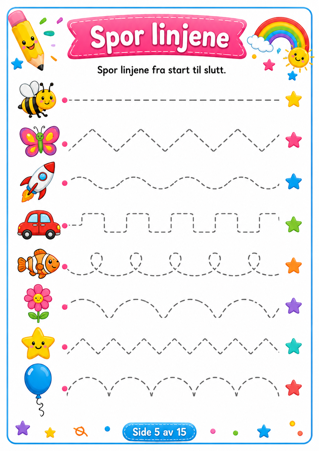 Match Bildene med Riktig Ord – 15 Sider PDF | Norsk Lese- og Ordtrening for Barn 📚✏️