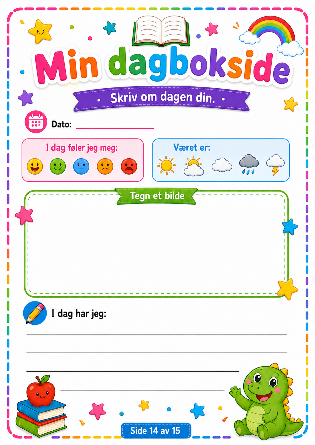 Match Bildene med Riktig Ord – 15 Sider PDF | Norsk Lese- og Ordtrening for Barn 📚✏️