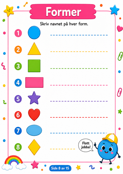 Match Bildene med Riktig Ord – 15 Sider PDF | Norsk Lese- og Ordtrening for Barn 📚✏️