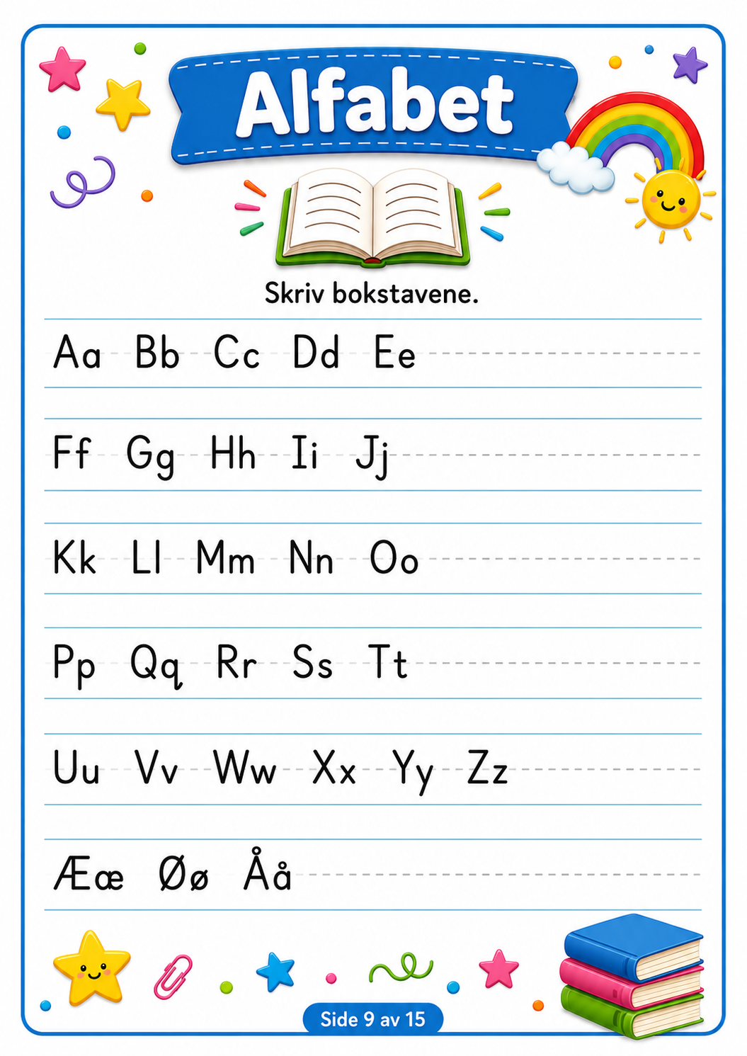 Match Bildene med Riktig Ord – 15 Sider PDF | Norsk Lese- og Ordtrening for Barn 📚✏️