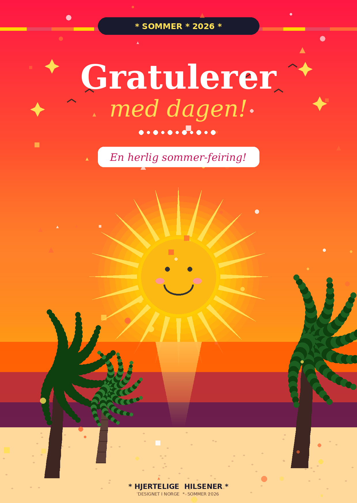 Sommer Bursdagskort Pakke – 8 Digitale Kort | PDF/PNG Nedlasting 🎉🌴