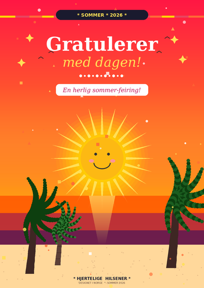 Sommer Bursdagskort Pakke – 8 Digitale Kort | PDF/PNG Nedlasting 🎉🌴