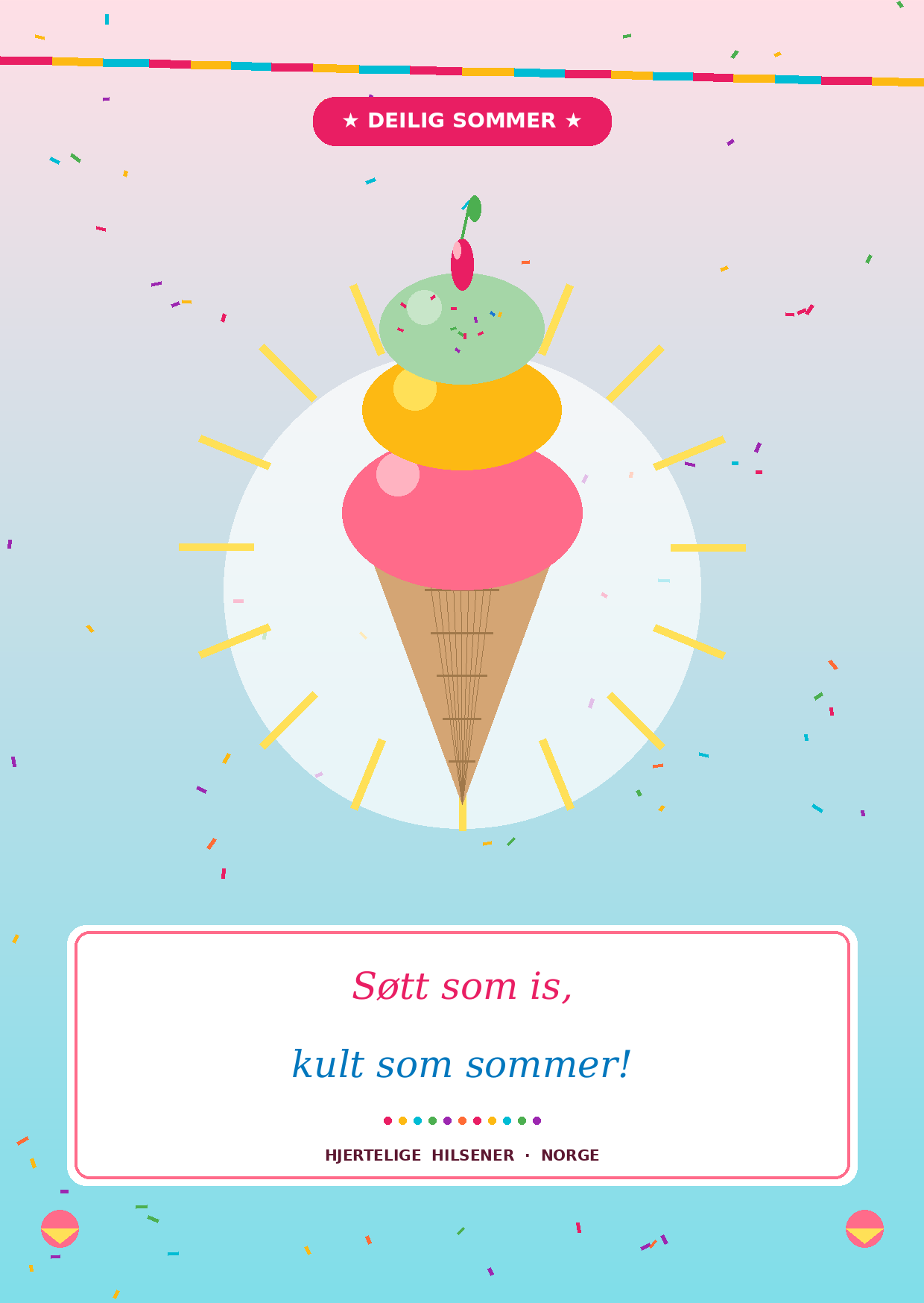 Sommer Bursdagskort Pakke – 8 Digitale Kort | PDF/PNG Nedlasting 🎉🌴