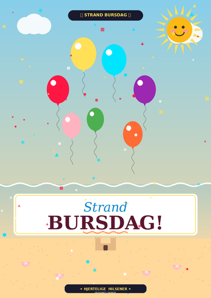 Sommer Bursdagskort Pakke – 8 Digitale Kort | PDF/PNG Nedlasting 🎉🌴