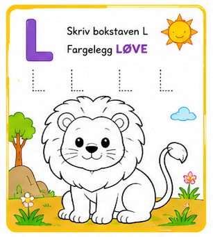 Lær Bokstaver og Fargelegging for Barn – 15 Sider PDF | Alfabet Oppgaver og Tegninger 🌈📚