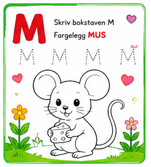 Lær Bokstaver og Fargelegging for Barn – 15 Sider PDF | Alfabet Oppgaver og Tegninger 🌈📚
