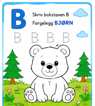 Lær Bokstaver og Fargelegging for Barn – 15 Sider PDF | Alfabet Oppgaver og Tegninger 🌈📚