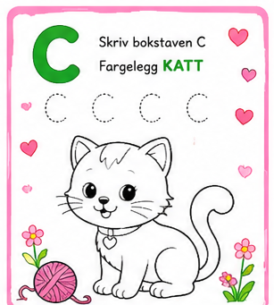 Lær Bokstaver og Fargelegging for Barn – 15 Sider PDF | Alfabet Oppgaver og Tegninger 🌈📚