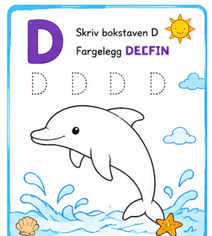 Lær Bokstaver og Fargelegging for Barn – 15 Sider PDF | Alfabet Oppgaver og Tegninger 🌈📚
