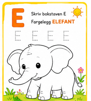 Lær Bokstaver og Fargelegging for Barn – 15 Sider PDF | Alfabet Oppgaver og Tegninger 🌈📚