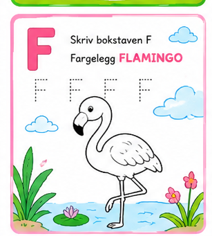 Lær Bokstaver og Fargelegging for Barn – 15 Sider PDF | Alfabet Oppgaver og Tegninger 🌈📚
