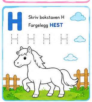 Lær Bokstaver og Fargelegging for Barn – 15 Sider PDF | Alfabet Oppgaver og Tegninger 🌈📚