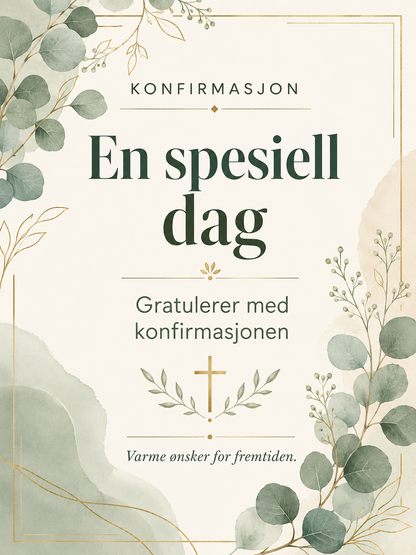 Konfirmasjonskort – 10 Digitale Kort | Elegant PDF/PNG Nedlasting 🤍✝️