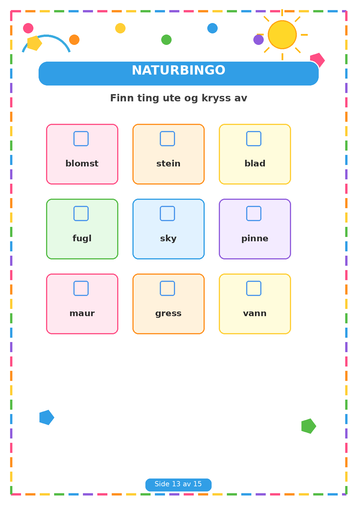 Min Sommerbok for Barn – 15 Sider PDF | Utskrivbare Sommeroppgaver 🌈✏️