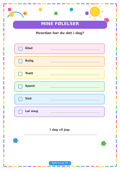 Min Sommerbok for Barn – 15 Sider PDF | Utskrivbare Sommeroppgaver 🌈✏️
