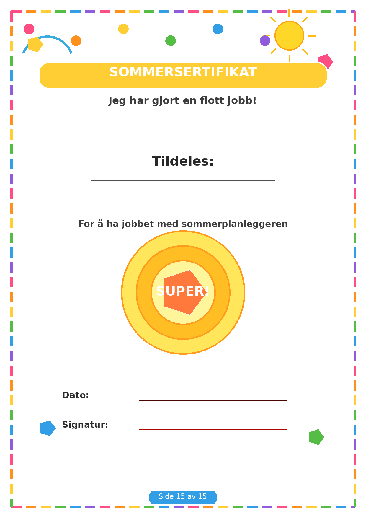Min Sommerbok for Barn – 15 Sider PDF | Utskrivbare Sommeroppgaver 🌈✏️