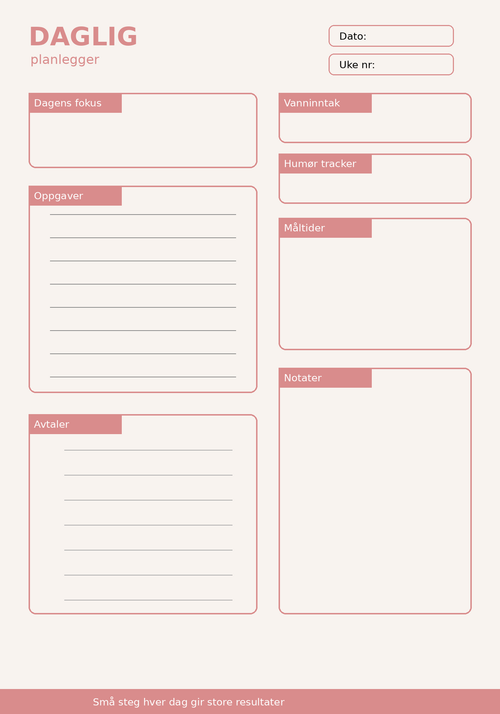 Daglig Planlegger – 10 Sider PDF | Utskrivbar Planner for Hverdag og Rutiner ✨📝