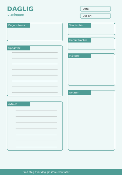 Daglig Planlegger – 10 Sider PDF | Utskrivbar Planner for Hverdag og Rutiner ✨📝
